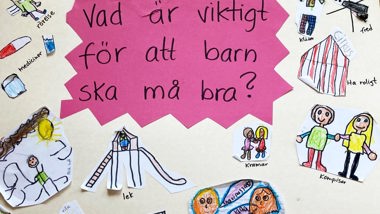 Barnteckningar som visar olika saker som är viktigt för barn.