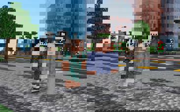 Två figurer i en Minecraftmiljö.