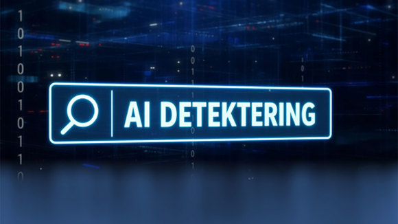 En skylt med ett förstoringsglas och texten 