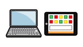 En dator och en ipad. Illustration.