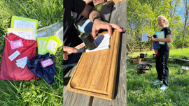 Kollage med bilder från utomhusundervisning.